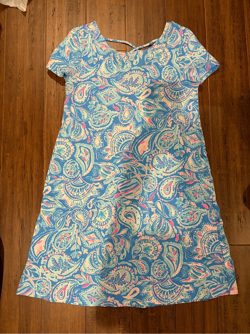 Lilly Pulitzer Blue Paisley Shift Dress with Pink & Cream Accents